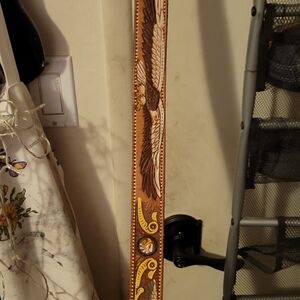 Eagle themed leather belt & Silver Turquoise belt buckle